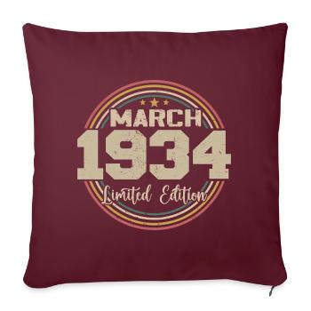 Awesome seit März 1934 Geburtstag 1934 Geschenk - Sofakissenbezug 45 x 45 cm - Burgunderrot - Vorne