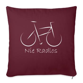 Nie Radlos - Fahrrad, Radsport, Bike - Sofakissenbezug 45 x 45 cm - Burgunderrot - Vorne