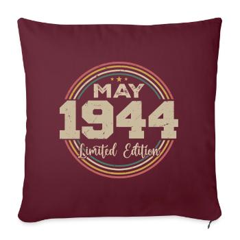 Mai 1944 Vintage Nées En Mai 1944 Anniversaire - Housse de coussin décorative 45 x 45 cm - bordeaux - Devant