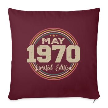 Mai 1970 Vintage Nées En Mai 1970 Anniversaire - Housse de coussin décorative 45 x 45 cm - bordeaux - Devant