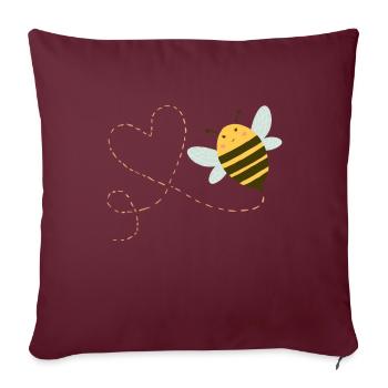 Biene mit Herz - Sofakissenbezug 45 x 45 cm - Burgunderrot - Vorne