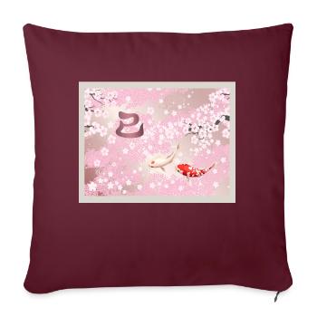 Chinesisches Neujahr 2025 Kirschblüte Koi Fisch - Sofakissenbezug 45 x 45 cm - Burgunderrot - Vorne