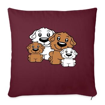 Chiens Famille Enfants Parents Mère Père Papa Maman - Housse de coussin décorative 45 x 45 cm - bordeaux - Devant