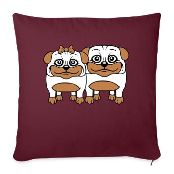 2 chiens Carlin Homme Femme Couple Deux Amoureux Amour - Housse de coussin décorative 45 x 45 cm - bordeaux - Devant