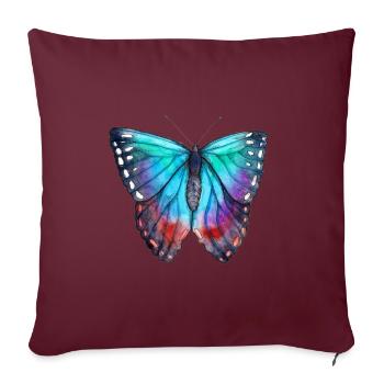 Blauer Schmetterling - Sofakissenbezug 45 x 45 cm - Burgunderrot - Vorne