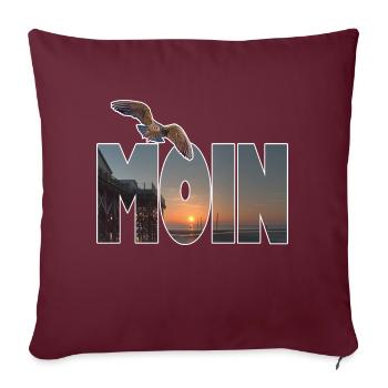 Moin (Motiv: St. Peter Ording) - Sofakissenbezug 45 x 45 cm - Burgunderrot - Vorne