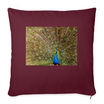 Paon avec plume - Housse de coussin décorative 45 x 45 cm - bordeaux - Devant