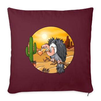 Impatient vulture on branch in the desert - Sofa pillowcase 17,3'' x 17,3'' (45 x 45 cm) - burgundy - Front