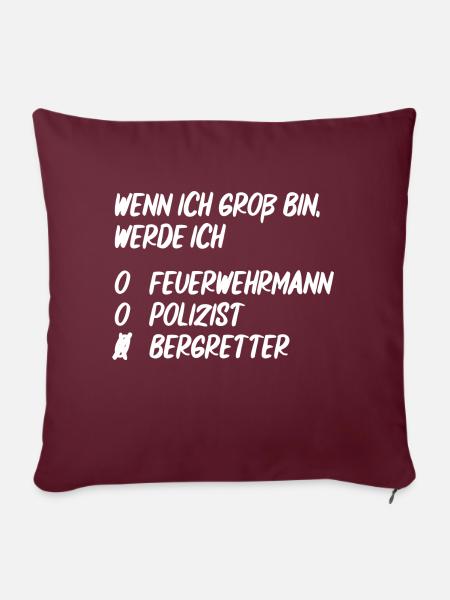 Ich werde Bergretter - Sofakissenbezug 45 x 45 cm - Burgunderrot