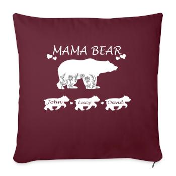 Mama Bear - Housse de coussin décorative 45 x 45 cm - bordeaux - Devant
