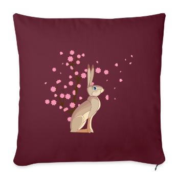 Kirschblüte Kaninchen Japanische Sakura Blume - Sofakissenbezug 45 x 45 cm - Burgunderrot - Vorne