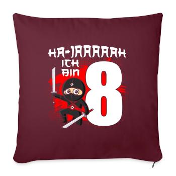 Ich Bin Schon 8 Ninja Junge 8 Jahre 8. Geburtstag - Sofakissenbezug 45 x 45 cm - Burgunderrot - Vorne