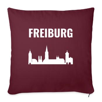 Freiburg Skyline-Collage - Sofakissenbezug 45 x 45 cm - Burgunderrot - Vorne