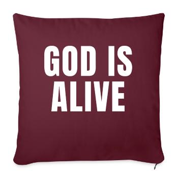 Dieu est vivant - Citations chrétiennes - Housse de coussin décorative 45 x 45 cm - bordeaux - Devant