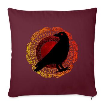 Rabe Edda Wikinger Runen - Sofakissenbezug 45 x 45 cm - Burgunderrot - Vorne
