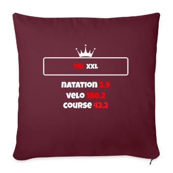 T shirt triathlon Distance XXL - Housse de coussin décorative 45 x 45 cm - bordeaux - Devant