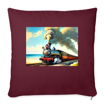 Dampflok am Strand - Sofakissenbezug 45 x 45 cm - Burgunderrot - Vorne