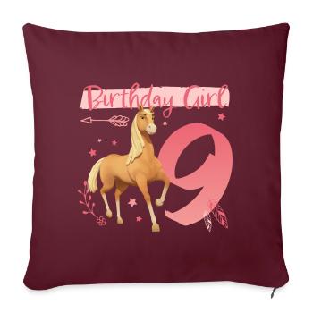 Spirit Birthday Girl 9 Anniversaire Tenue Cadeau - Housse de coussin décorative 45 x 45 cm - bordeaux - Devant