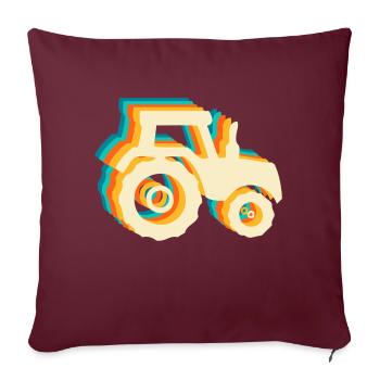 Tracteur rétro - Housse de coussin décorative 45 x 45 cm - bordeaux - Devant