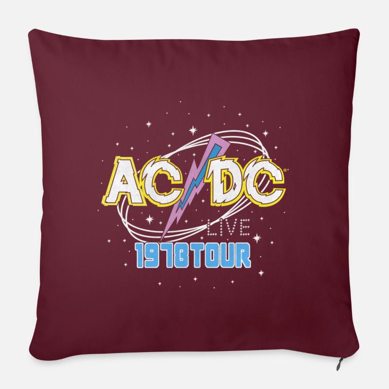 AC/DC Funky Logo 1978 Tournée - Housse de coussin décorative 45 x 45 cm - bordeaux