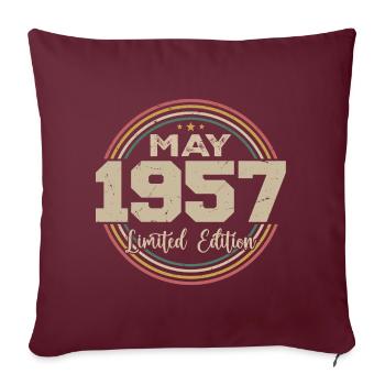 Mai 1957 Vintage Nées En Mai 1957 Anniversaire - Housse de coussin décorative 45 x 45 cm - bordeaux - Devant
