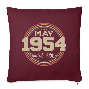 Mai 1954 Vintage Nées En Mai 1954 Anniversaire - Housse de coussin décorative 45 x 45 cm - bordeaux - Devant