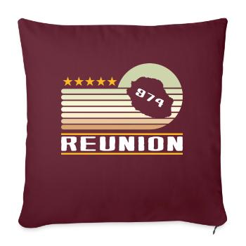 idee cadeau design carte ile de la reunion 974 - Housse de coussin décorative 45 x 45 cm - bordeaux - Devant