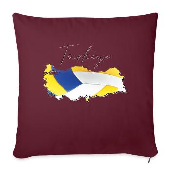 Türkei Türkiye Landkarte umrahmt Volleyball TR - Sofakissenbezug 45 x 45 cm - Burgunderrot - Vorne
