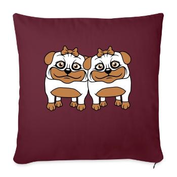 2 chiens carlin filles femmes petites amies équipe filles - Housse de coussin décorative 45 x 45 cm - bordeaux - Devant
