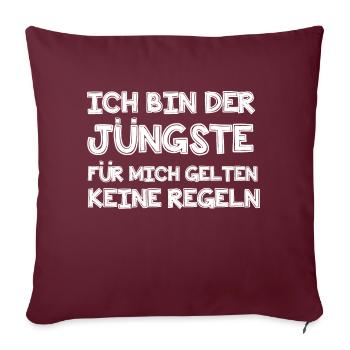 Ich bin der Jüngste - Sofakissenbezug 45 x 45 cm - Burgunderrot - Vorne