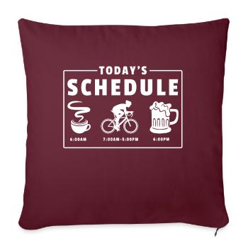 Horaire du café café route vélo cadeau - Housse de coussin décorative 45 x 45 cm - bordeaux - Devant