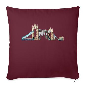 London Souvenir Tower Bridge Typography England - Sofa pillowcase 17,3'' x 17,3'' (45 x 45 cm) - burgundy - Front