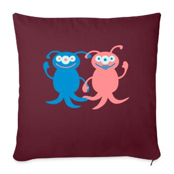 Cute Alien Love Couple - Housse de coussin décorative 45 x 45 cm - bordeaux - Devant