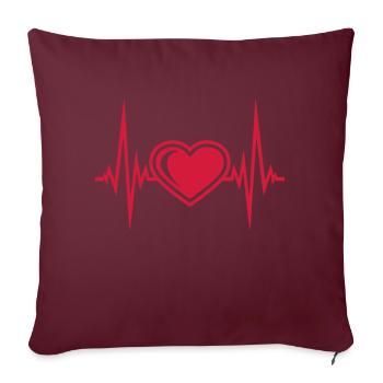 coeur pulsation pulsation fréquence symbole amour - Housse de coussin décorative 45 x 45 cm - bordeaux - Devant