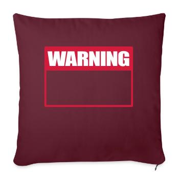 Panneau d’avertissement Panneau d’avertissement Avertissement - Housse de coussin décorative 45 x 45 cm - bordeaux - Devant