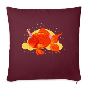 Licorne poisson rouge - Housse de coussin décorative 45 x 45 cm - bordeaux - Devant