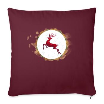 Renne de Noël - Housse de coussin décorative 45 x 45 cm - bordeaux - Devant