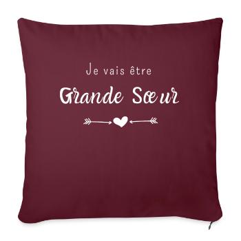 Je vais être grande sœur - Housse de coussin décorative 45 x 45 cm - bordeaux - Devant