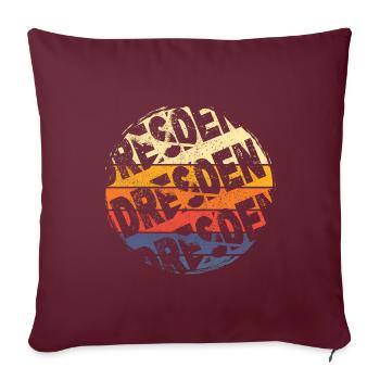 Dresde Allemagne Ville Vintage Retro Skyline - Housse de coussin décorative 45 x 45 cm - bordeaux - Devant