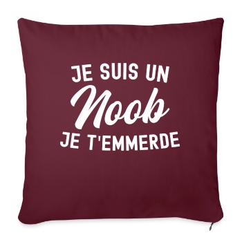 je suis noob / cadeau humour geek - Housse de coussin décorative 45 x 45 cm - bordeaux - Devant