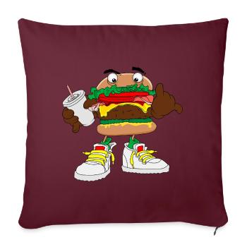 burgers, hamburgers, cheeseburgers, restauration rapide - Housse de coussin décorative 45 x 45 cm - bordeaux - Devant