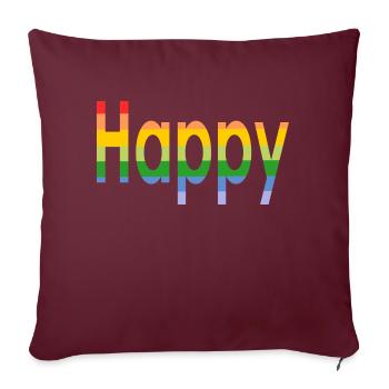 Feliz - Heureux - Housse de coussin décorative 45 x 45 cm - bordeaux - Devant
