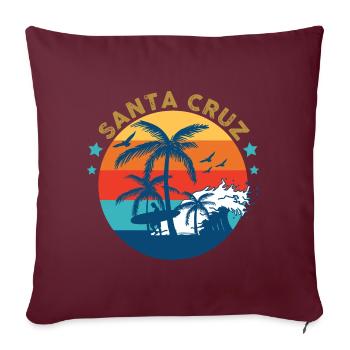 Surf en Californie Santa Cruz - Housse de coussin décorative 45 x 45 cm - bordeaux - Devant