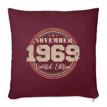 Cadeau D'anniversaire, Vintage Né En Novembre 1969 - Housse de coussin décorative 45 x 45 cm - bordeaux - Devant