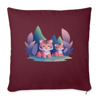 Jouer aux Tiger Cubs (Collection d’animaux rêveurs) - Housse de coussin décorative 45 x 45 cm - bordeaux - Devant