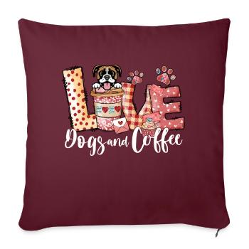 Boxer chien amateur de café chien maman Saint Valentin - Housse de coussin décorative 45 x 45 cm - bordeaux - Devant