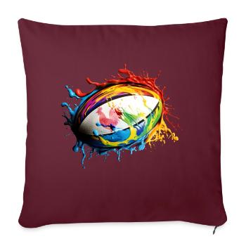 Maillot Rugby Joueur De Rugby XV Rugbyman Ballon - Housse de coussin décorative 45 x 45 cm - bordeaux - Devant