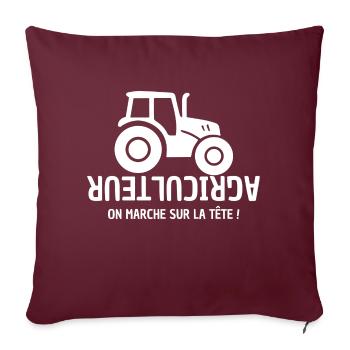 Bauer, Bauer, Bauer, Traktor - Sofakissenbezug 45 x 45 cm - Burgunderrot - Vorne