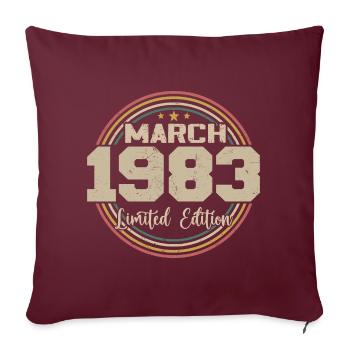 Awesome seit März 1934 Geburtstag 1934 Geschenk - Sofakissenbezug 45 x 45 cm - Burgunderrot - Vorne