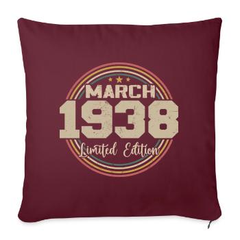 Awesome seit März 1938 Geburtstag 1938 Geschenk - Sofakissenbezug 45 x 45 cm - Burgunderrot - Vorne